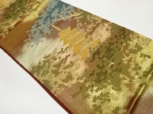 五重塔に紅葉模様織出し袋帯